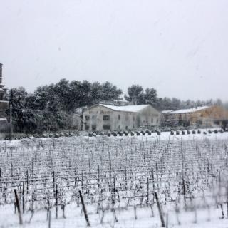El nucli de Sant Miqul d'Olèrdola, a l'Alt Penedès, totalment nevat (horitzontal) La neu col·lapsa l'autovia C-15 entre Vilanova i la Geltrú i Vilafranca del Penedès