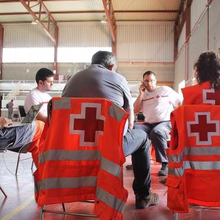 Centre de comandament i pavelló amb els evacuats a Sant Salvador de Guardiola de la urbanització de Ca l'Esteve