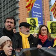 Consellers a l'exili a la protesta de Brussel·les