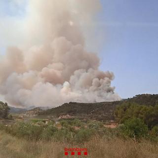 Vista de l'incendi forestal de Corbera d'Ebre
