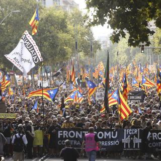 Vista de la manifestació de la Diada, aquest diumenge a Barcelona