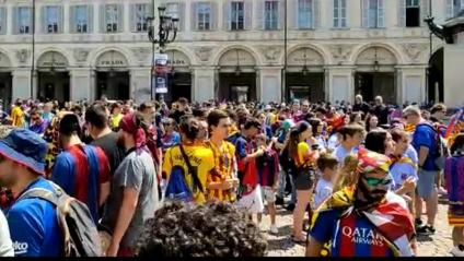 La presència d'aficionats del Barça al centre de Torí