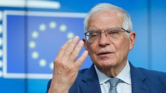 L'alt representant de la UE, Josep Borrell, a la roda de premsa d'aquest dimarts