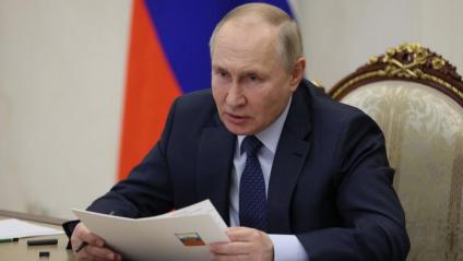 El president rus, Vladímir Putin, durant la reunió d'aquest dimecres