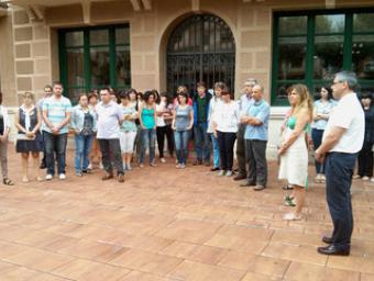 Els representants municipals davant de l’Ajuntament aquest dimecres al migdia Ajuntament de Santa Maria de Palautordera