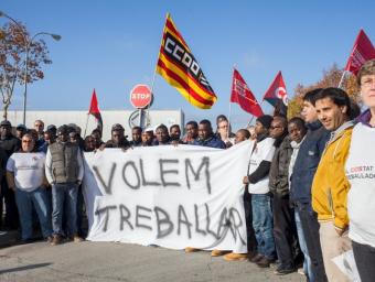Alguns dels treballadors que van participar dissabte a la manifestació Marc Sanyé