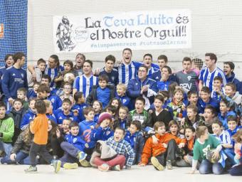 La celebració de la victòria del Voltregà contra el Barça arnau jaumira