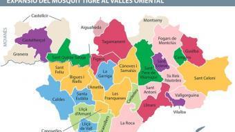 Mapa amb la disribució del mosquit tigre al Vallès Oriental per anys Xevi Freixa