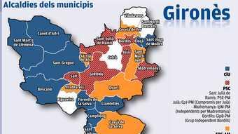 Mapa amb els colors segons els partits a l'alcaldia per municipis. 