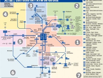 Mapa de les rutes de l'ATM de Girona EL PUNT