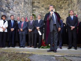  El Síndic d'Aran, Francesc Boya, en el moment en què ha pronunciat el discurs.   Txell Centeno. 