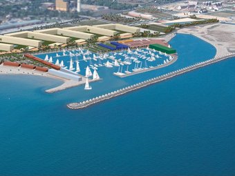 Imatge virtual del port de Cubelles, dissenyada el 2006. Un dels canvis serà la reducció de la zona comercial.