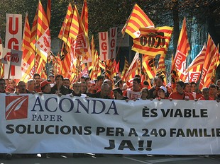 Una de les manifestacions d'Aconda a Girona, el passat mes d'octubre.  MANEL LLADÓ