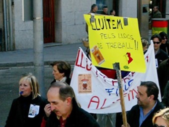 Manifestació de treballadors de Casals pel centre de Ripoll, el febrer d'aquest any.  J. S