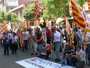 La darrera manifestació dels treballadors d'Aconda a Girona, el passat mes de maig.  A.PUIG