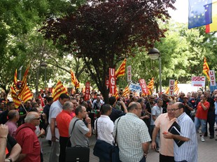 Concentració de treballadors d'ABB a Sabadell, per protestar per l'ERO, el mes passat.  E.A