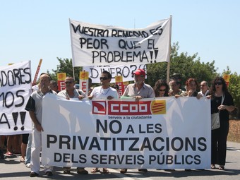 Manifestació dels treballadors de l'Ajuntament el passat mes de juliol. /  ELISABETH MAGRE