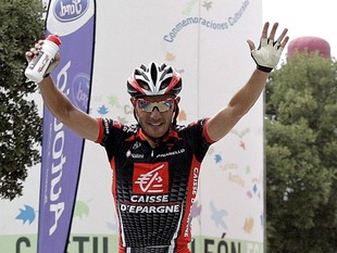 Joaquim Rodríguez entra a la meta victoriós.  EFE