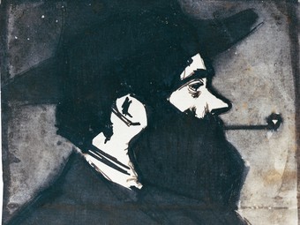 Retrat d'Hermenegild Anglada Camarasa. És un dibuix amb tinta sèpia a ploma i aiguada sobre paper. Pertany al Museu Picasso de Barcelona