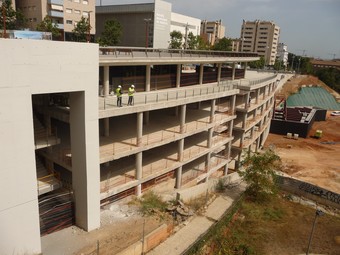 Les obres de construcció de l'estació dels FCG Vallparaís-UPC a Terrassa.  M.A.L