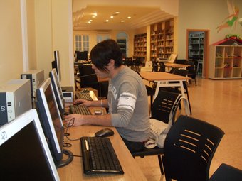 Una persona consulta Internet a la Biblioteca Municipal. ARXIU