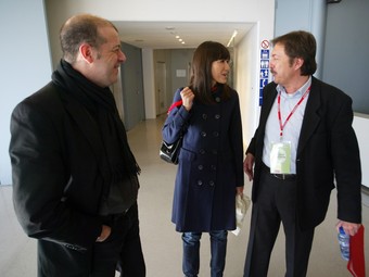 José Zaragoza, Núria Parlon i Jordi Serra, ahir durant el congrés de la federació. /  QUIM PUIG