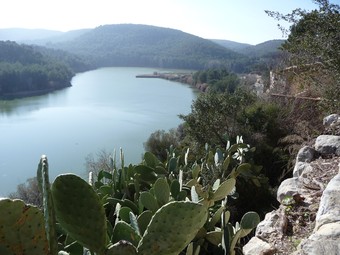 Imatge del pantà del Foix des del castell de Castellet i la Gornal. La imatge des d'aquest punt és molt bonica.  A.M