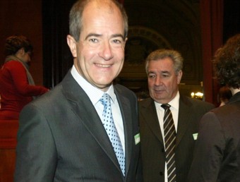 Christian Bourquin, president del Consell General, acompanyat de Marcel Mateu, al Parlament de Catalunya.  J. RAMOS