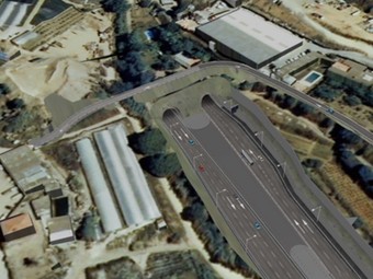 La sortida sud del túnel de la Conreria en una imatge virtual.