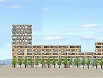 Una imatge de quina serà la visió del continu de façana que hi haurà al carrer Barcelona amb la reurbanització de les naus industrials. 