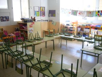IL'aula buida d'una escola de Premià de Mar durant la última vaga de mestres, al 2009.  G.A