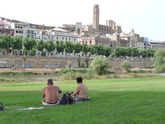 Zones verdes com la riba del Segre a Lleida han estat el refugi en els dies de màxima calor DAVID MARIN