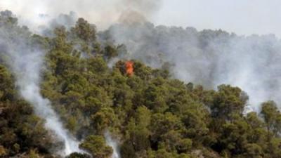 Fum i flames en l'incendi d'Eivissa que continua cremant sense control EFE