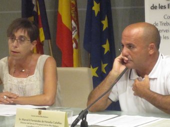 Joana Barceló i Marcel·lí Fernández durant la roda de premsa. GOVERN DE LES BALEARS