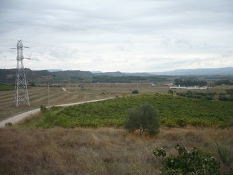Els terrenys de les Comes i del Pla de Valentí, vora l'N-240 i amb la línia del TAV al fons, són els proposats a l'Espluga Ò.P.J