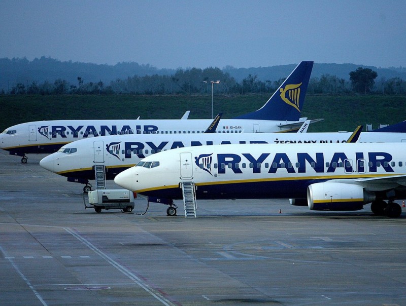 Avions de Ryanair a l'aeroport de Girona, quan la companyia hi tenia més activitat. MANEL LLADÓ