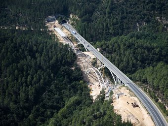 Les obres de l'Eix Transversal al viaducte de les Fosses, entre Sant Hilari Sacalm i Santa Coloma de Farners AVUI