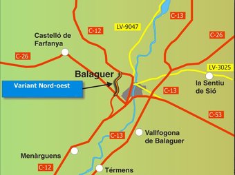 Esquema de la futura variant nord de Balaguer, elaborat pel departament de Política Territorial