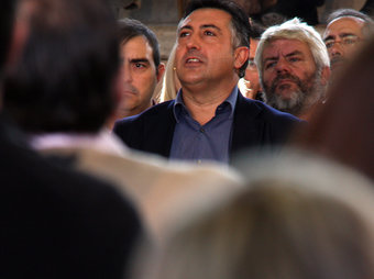 Joan Puigcercós durant el míting a Santpedor ACN
