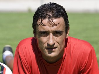 Noguerol, el dia de la seva presentació com a jugador del Girona, el 20 d'agost, a Montilivi. LLUÍS SERRAT