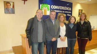 Sancho, Pallarès, Roigé i Fernández, els diputats electes de CiU a l'Ebre, amb Annabel Marcos, que substituirà un dels quatre al Parlament quan es formi el nou govern. G.M