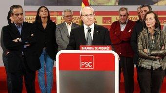 José Montilla i els principals membres del PSC, a la nit electoral REUTERS