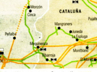 El mapa amb Mequinensa dins de Catalunya