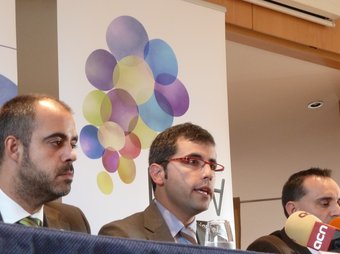 Els alcaldes de Premià de Mar, Alella i Montornés del Vallès en la presentació del logotip del nou consorci G.A.