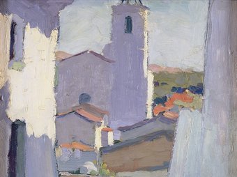 Detall d'un dels paisatges de Caldes pintats per Joan Vila-Puig als anys vint del segle passat. FUNDACIÓ PALAU