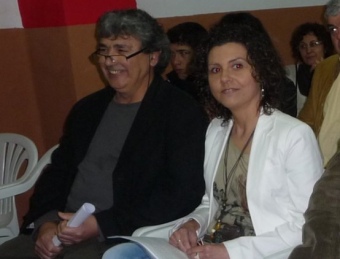 Pep Val i Isabel Martín en l'acte de presentació de la candidatura. ESCORCOLL