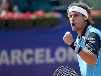 David Ferrer celebra, amb ràbia, un dels seus triomfs a l'actual Barcelona Open Banc Sabadell.  ALEJANDRO GARCÍA / EFE A.G. / EFE