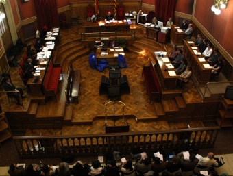 La sala del tribunal popular de l'Audiència de Barcelona , ahir, en la primera sessió del judici. ACN/ GUILLEM SÁNCHEZ