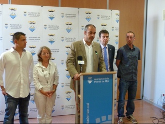 Díaz, Medina, Buch, Méndez i Maristany, en la presentació del cartipàs, ahir. G.A