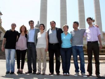 Oriol Junqueras -al mig- i el seu equip durant la presentació de la candidatura per dirigir ERC ACN